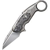 We 220213 Yardbird Satin Button Lock Knife Alum Foil Carbon Fiber Handles