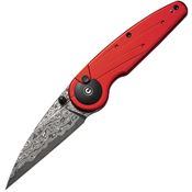 Civivi 23052DS1 Starflare Damascus Button Lock Knife Red Handles