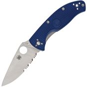 Spyderco 122PSBL Tenacious Part Serrated Linerlock Knife Blue Handles