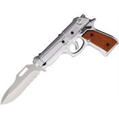 ElitEdge 10930SW Pistol Stonewashed Assist Open Linerlock Knife Orange Handles