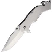 ElitEdge 10952SL Assist Open Linerlock Knife Silver Handles