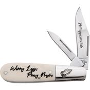 Bear & Son WSB281 Barlow Knife White Smooth Bone Handles