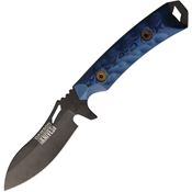 Dawson 84141 Harvester Black Apocalyptic Fixed Blade Knife Black/Blue Handles