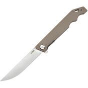 Kubey 253E Pylades Stonewashed Linerlock Knife Tan Handles