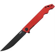 Kubey 253B1 Pylades Black Stonewashed Linerlock Knife Red Handles