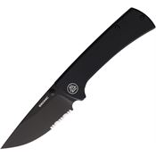 Eikonic 100BBS RCK9 Black Part Serrated D2 Linerlock Knife Black Handles