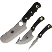 Knives Of Alaska 00030FG Bear/Light Hunter/Cub D2 Carbon Steel Fixed Blade Knife Triple Combo Black Handles