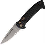 Knives Of Alaska 00931FG Auto Recon Patrol Part Serrated Button Lock Knife Black Handles