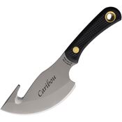 Knives Of Alaska 00009FG Caribou Guthook D2 Carbon Steel Fixed Blade Knife Black Handles