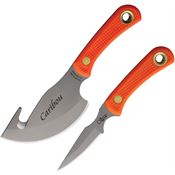 Knives Of Alaska 00016FG Caribou/Cub D2 Carbon Steel Combo Set Orange Handles