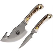 Knives Of Alaska 00013FG Light Hunter/Cub D2 Carbon Steel Fixed Blade Knife Combo Stag Handles