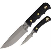 Knives Of Alaska 00035FG Bush Camp/Cub D2 Carbon Steel Combo Set Black Handles