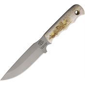 Knives Of Alaska 00037FG Bush Camp D2 Carbon Steel Fixed Blade Knife Stag Handles