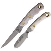 Knives Of Alaska 00303FG Jaeger/Muskrat D2 Carbon Steel Fixed Blade Knife Combo Stag Handles