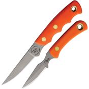 Knives Of Alaska 00254FG Jaeger/Cub D2 Carbon Steel Fixed Blade Knife Combo Orange Handles