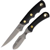 Knives Of Alaska 00257FG Jaeger/Muskrat D2 Carbon Steel Fixed Blade Knife Combo Black Handles