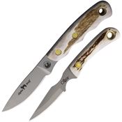 Knives Of Alaska 00359FG Alpha Wolf/Cub D2 Carbon Steel Combo Stag Handles