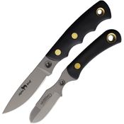 Knives Of Alaska 00362FG Alpha Wolfe/Muskrat D2 Carbon Steel Combo Set Black Handles