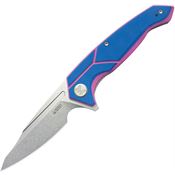 Kubey 373C RBC-1 Stonewashed Outdoor Flipper Blue Handles