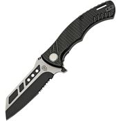 Sierra Zulu 5602 Nighthawk Part Serrated Linerlock Knife Black Handles