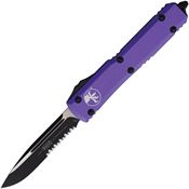 Microtech 1212PU Auto Ultratech Part Serrated Single Edge OTF Knife Purple Handles