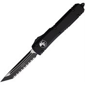 Microtech 1233T Auto Ultratech Serrated Tanto Edge OTF Knife Black Handles