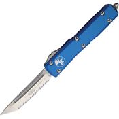 Microtech 12312BL Auto Ultratech Stonewahsed Serrated Tanto Edge OTF Knife Blue Handles