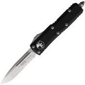 Microtech 2315 Auto UTX-85 Satin Part Serrated Single Edge OTF Knife Black Handles