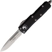 Microtech 23111 Auto UTX-85 Stonewashed Single Edge OTF Knife Part Serrated Black Handles