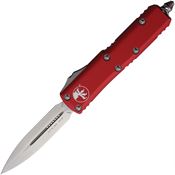 Microtech 23210RD Auto UTX-85 Stonewashed Double Edge OTF Knife Red Handles
