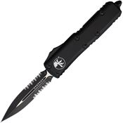 Microtech 2322T Auto UTX-85 Black Part Serrated Double Edge OTF Knife Black Handles