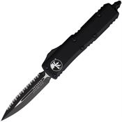 Microtech 2323T Auto UTX-85 Two Tone Serrated Double Edge OTF Knife Black Handles