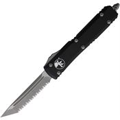 Microtech 12312AP Auto Ultratech Apocalyptic Serrated Tanto Edge OTF Knife Black Handles