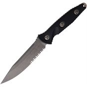 Microtech 11311AP Socom Alpha Apocalyptic Part Serrated Single Edge Knife Black Handles