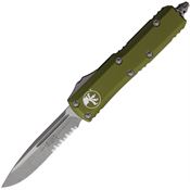 Microtech 23111APOD Auto UTX-85 Apocalyptic Part Serrated Single Edge OTF Knife AP OD Green Handles