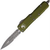 Microtech 23211APOD Auto UTX-85 Apocalyptic Part Serrated Dagger OTF Knife OD Green Handles