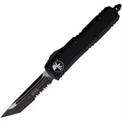 Microtech 2332T Auto UTX-85 Two Tone Part Serrated Tanto Edge OTF Knife Black Handles