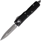 Microtech 23212AP Auto Ultratech Apocalyptic Serrated Double Edge OTF Knife Black Handles
