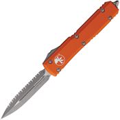 Microtech 12212APOR Auto Ultratech Apocalyptic Serrated Double Edge OTF Knife Orange Handles