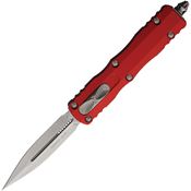 Microtech 22510RD Auto Dirac Stonewashed Double Edge OTF Knife Red Handles