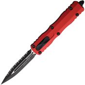 Microtech 2253RD Auto Dirac Two Tone Serrated Double Edge OTF Knife Red Handles