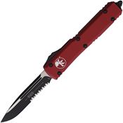 Microtech 1212MR Auto Ultratech Part Serrated Single Edge OTF Knife Merlot Handles