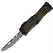 Microtech 70312APFR Auto Hera Apocalyptic Serrated Single Edge OTF Knife Green Handles