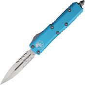 Microtech 2325TQ Auto UTX-85 Part Serrated Double Edge Dagger OTF Knife Turquoise Handles