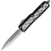 Microtech 12612BIS Auto UTX-85 Daytona Stonewashed Serrated Double Edge OTF Knife Black Handles