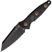 Microtech 93M3DLCC Socom Alpha Mini Warcom Black Serrated Fixed Blade Knife Carbon Fiber Handles