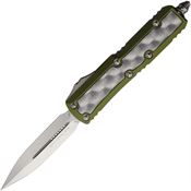 Microtech 12610ODBIS Auto UTX-85 Daytona Stonewashed Double Edge OTF Knife OD Green Handles