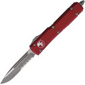 Microtech 12111APMR Auto Ultratech Apocalyptic Part Serrated Single Edge OTF Knife Merlot Handles