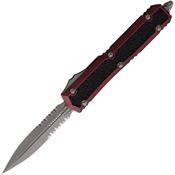 Microtech 20611APWR Auto Makora Apocalyptic Part Serrated Double Edge OTF Knife Red Handles