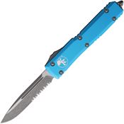 Microtech 12111APTQ Auto Ultratech Apocalyptic Part Serrated Single Edge OTF Knife Turquoise Handles